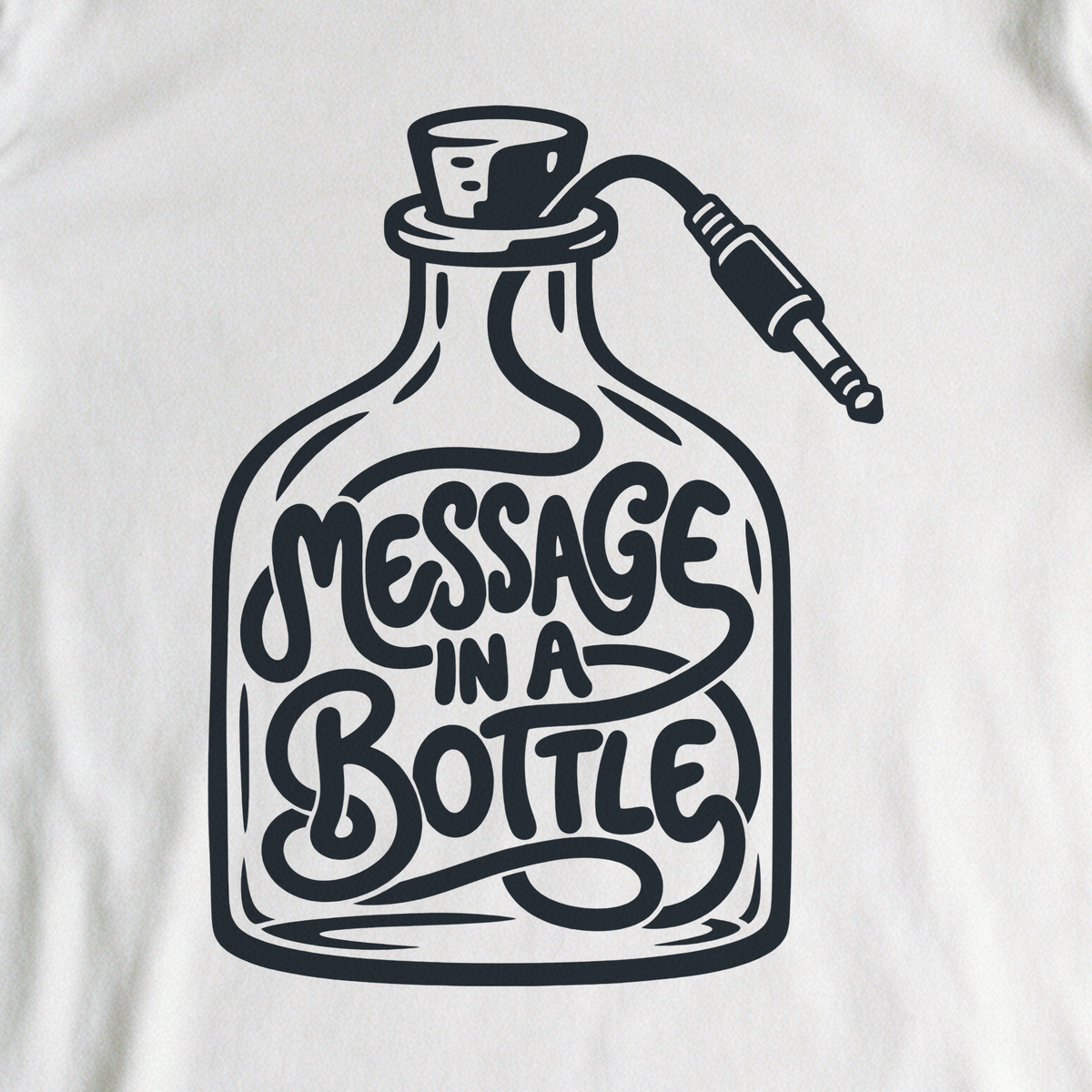 Message in a Bottle Cable Tee - White close-up print