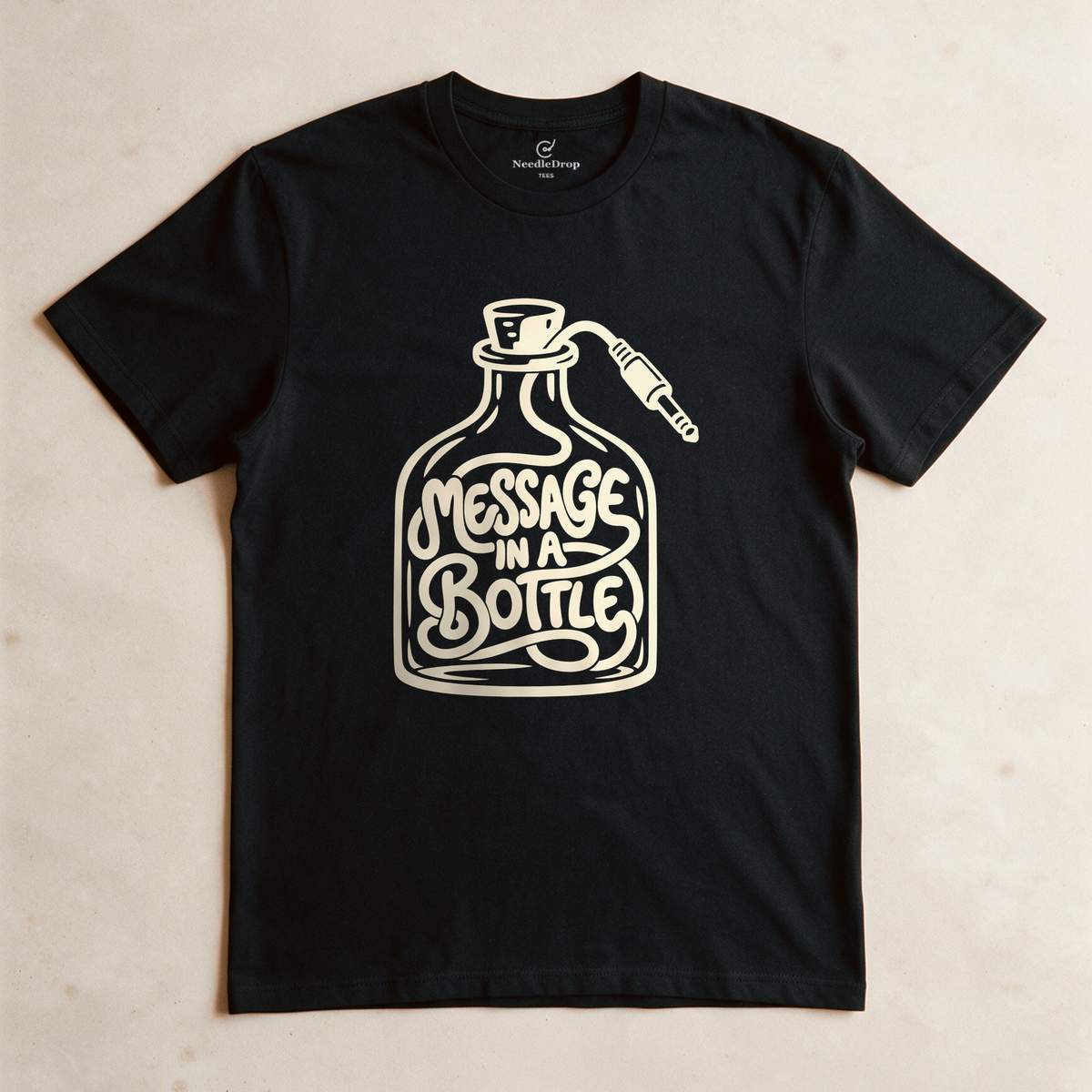 Message in a Bottle Cable Tee - Black flatlay