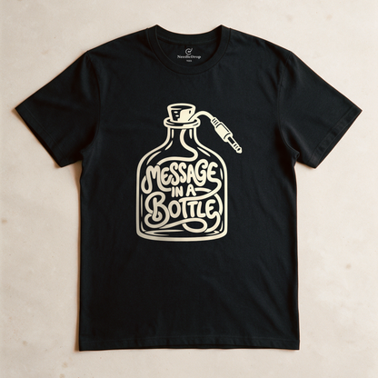 Message in a Bottle Cable Tee - Black flatlay