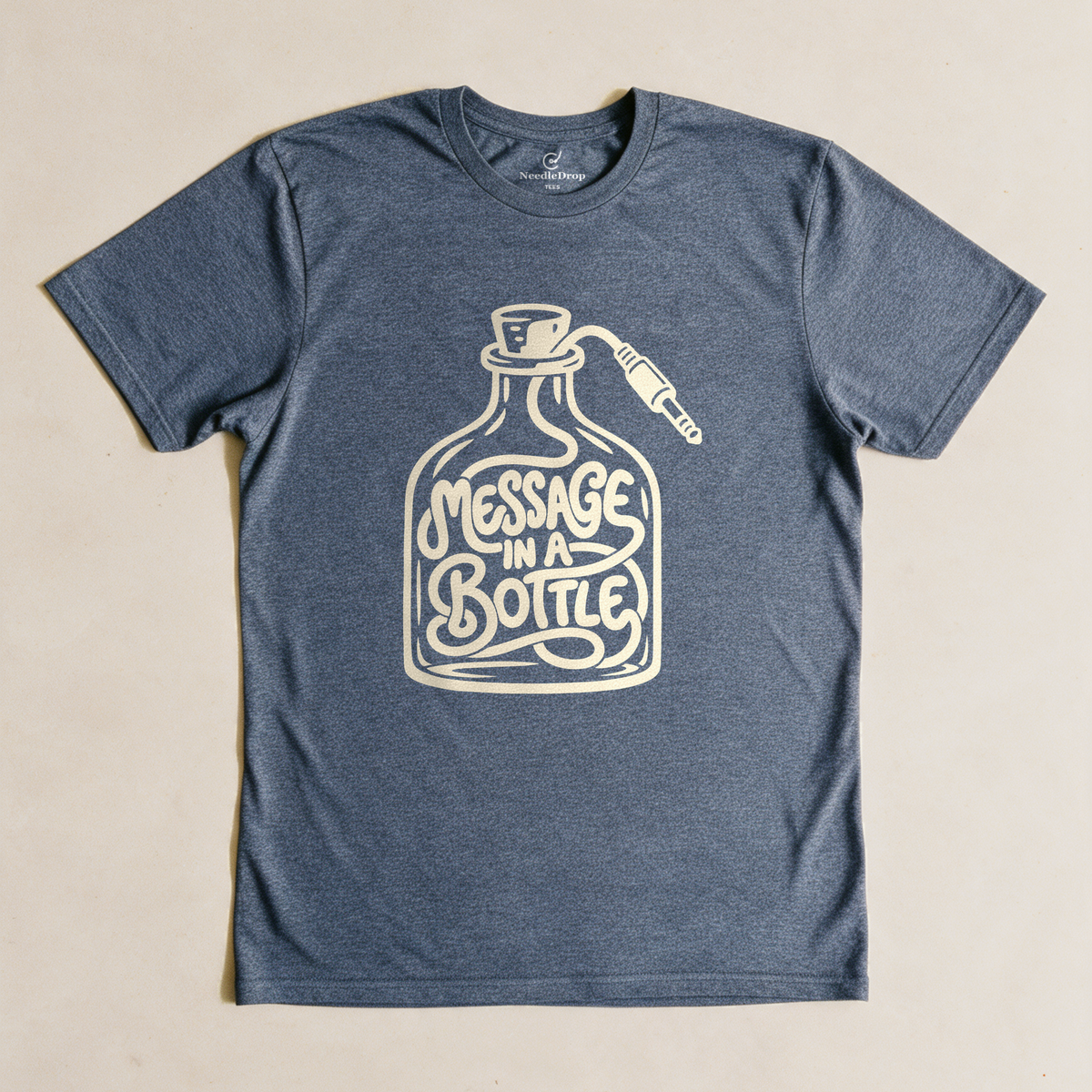 Message in a Bottle Cable Tee - Dark Heather Grey flatlay