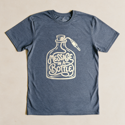 Message in a Bottle Cable Tee - Dark Heather Grey flatlay