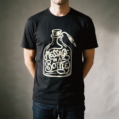Message in a Bottle Cable Tee - Black draagfoto
