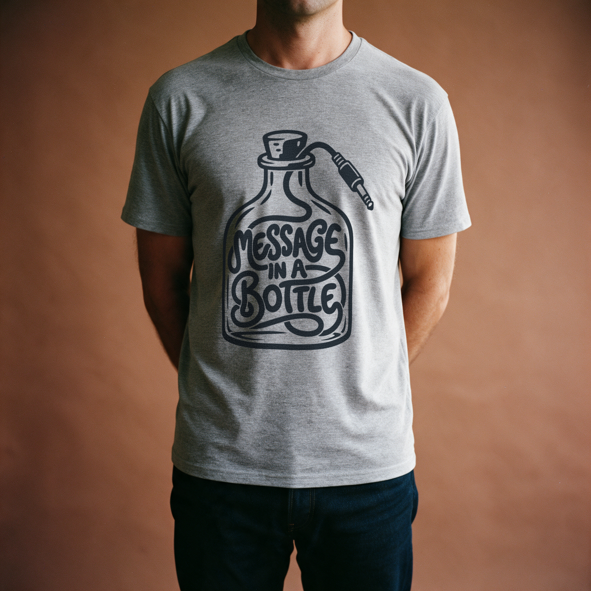 Message in a Bottle Cable Tee - Sport Grey draagfoto