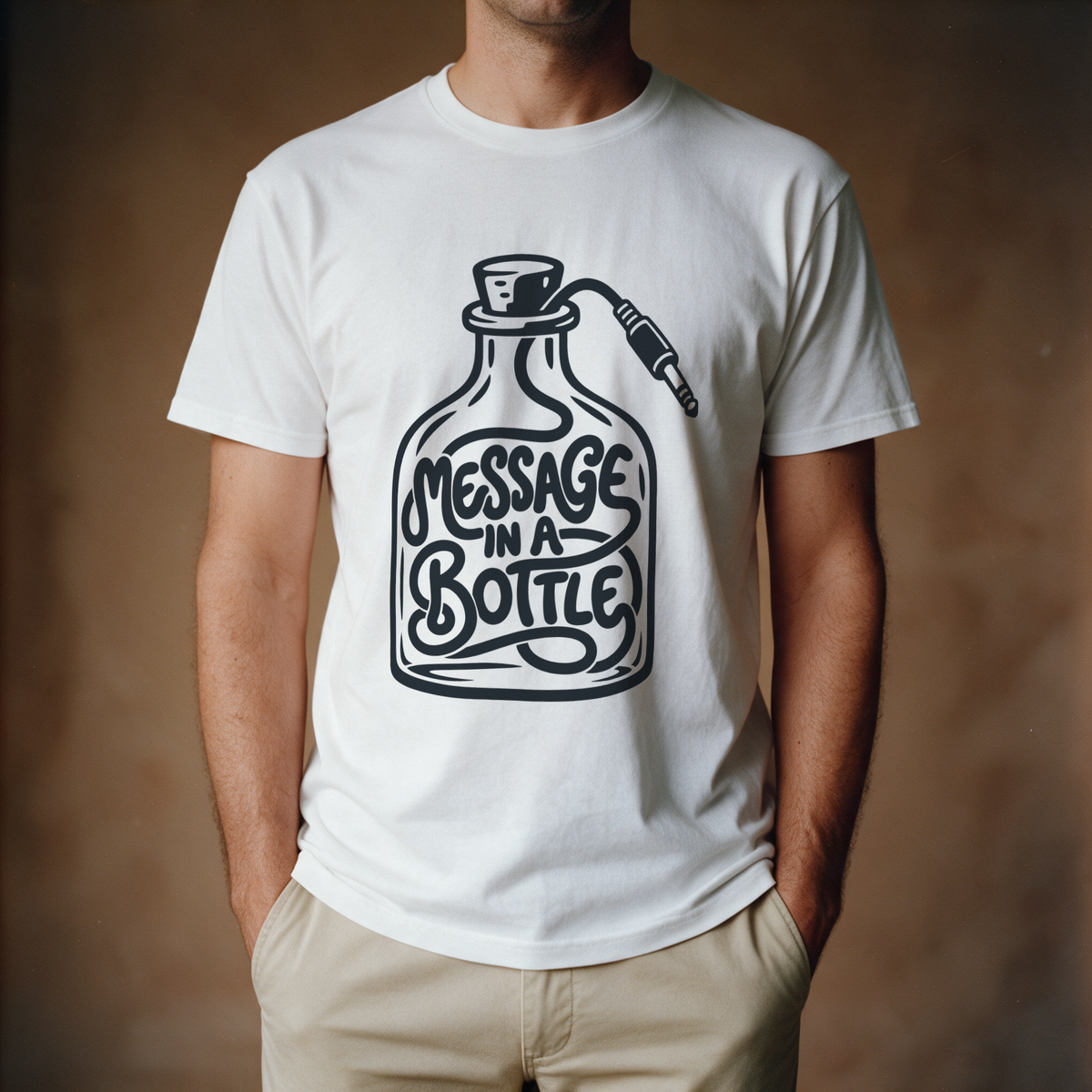 Message in a Bottle Cable Tee - White draagfoto