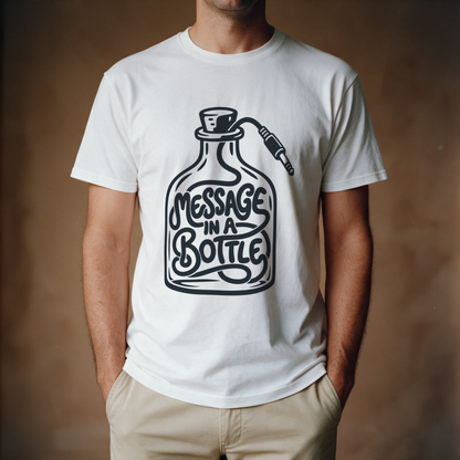 Message in a Bottle Cable Tee - White draagfoto
