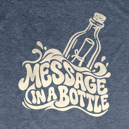 Message in a Bottle Wave Tee - Dark Heather Grey close-up print