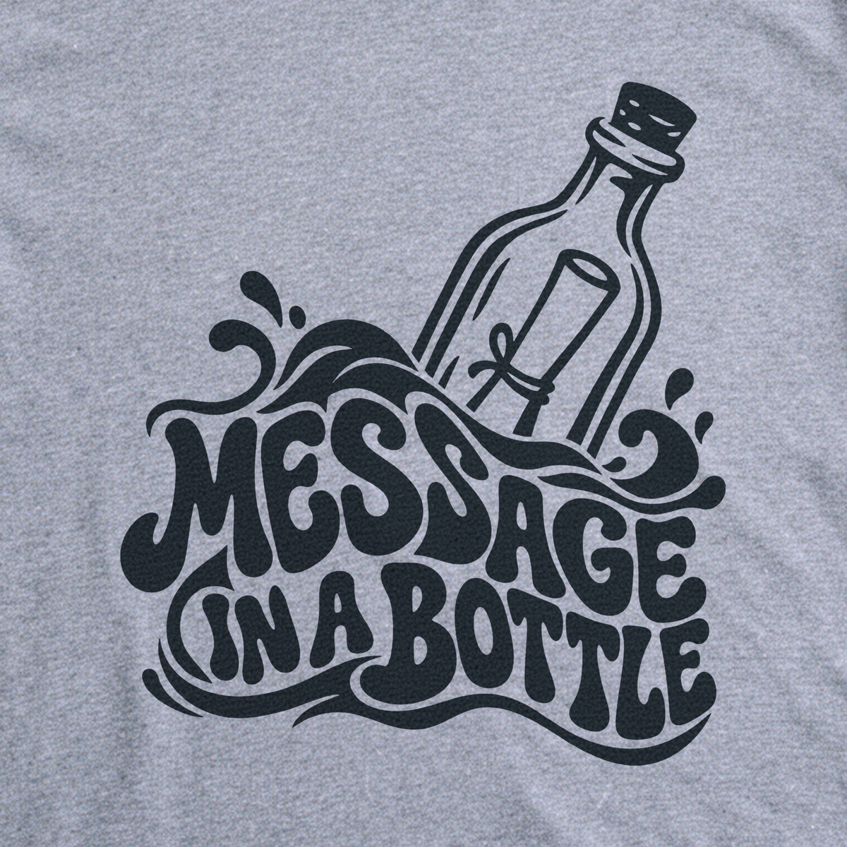 Message in a Bottle Wave Tee - Sport Grey close-up print