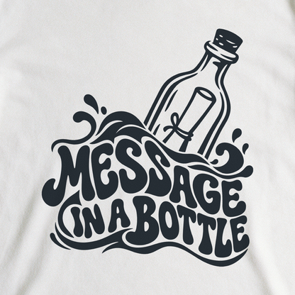 Message in a Bottle Wave Tee - White close-up print