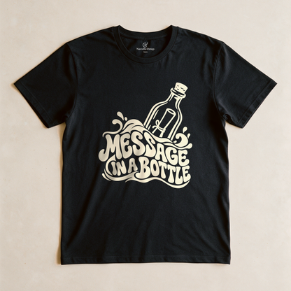 Message in a Bottle Wave Tee - Black flatlay
