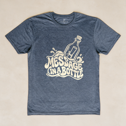 Message in a Bottle Wave Tee - Dark Heather Grey flatlay