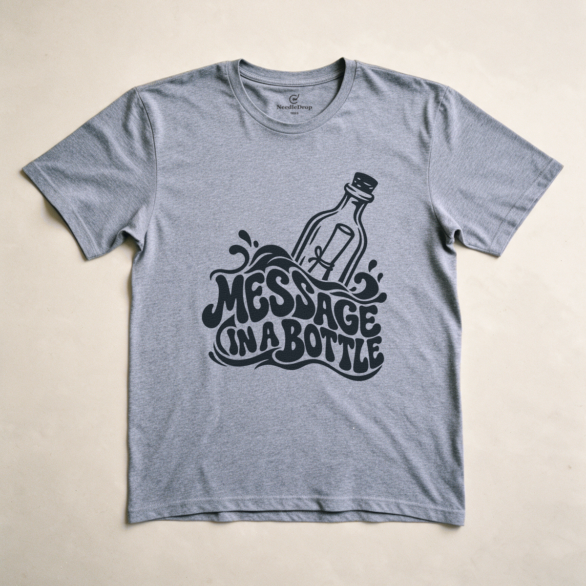 Message in a Bottle Wave Tee - Sport Grey flatlay