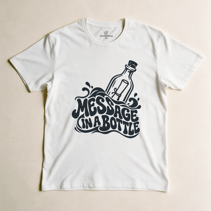 Message in a Bottle Wave Tee - White flatlay
