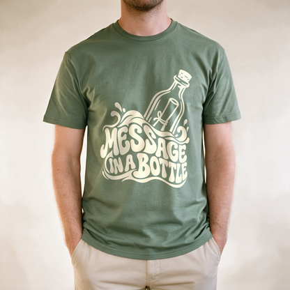 Message in a Bottle Wave Tee - Military Green draagfoto