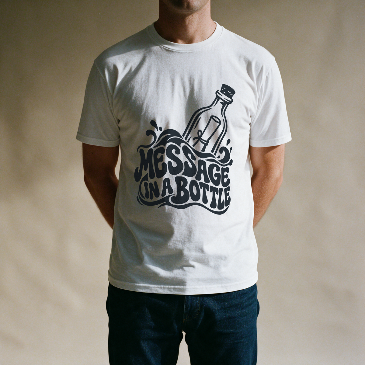 Message in a Bottle Wave Tee - White draagfoto