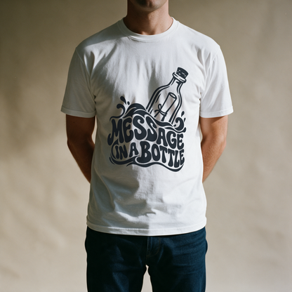 Message in a Bottle Wave Tee - White draagfoto