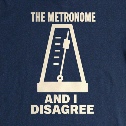 The Metronome and I Disagree Tee - Navy close-up print