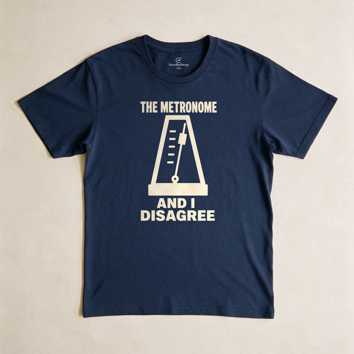 The Metronome and I Disagree Tee - Navy flatlay