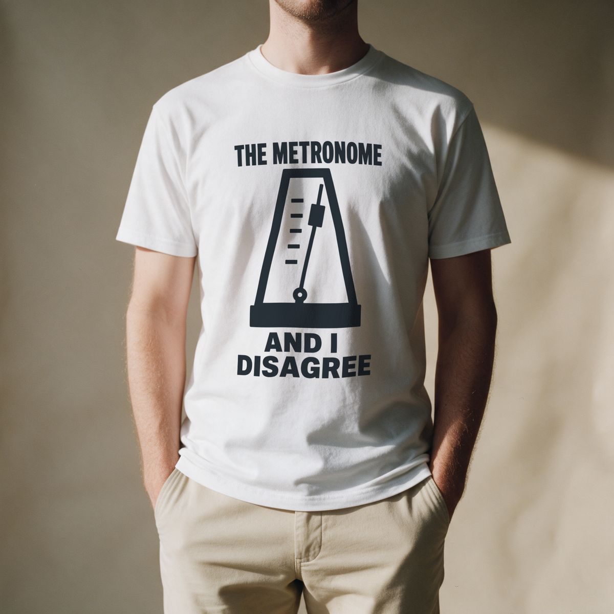 The Metronome and I Disagree Tee - White draagfoto