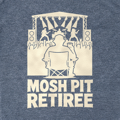 Mosh Pit Retiree Tee - Dark Heather Grey close-up print