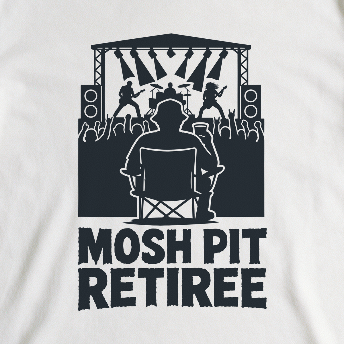 Mosh Pit Retiree Tee - White close-up print