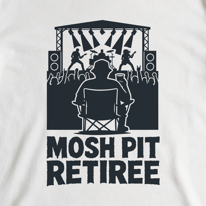 Mosh Pit Retiree Tee - White close-up print