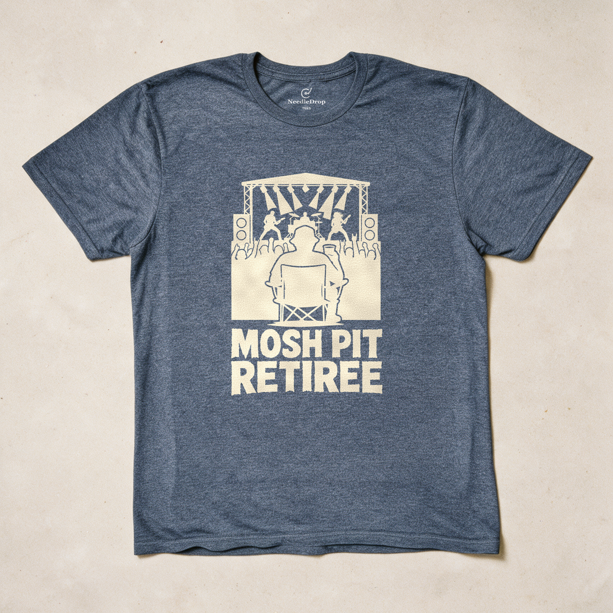 Mosh Pit Retiree Tee - Dark Heather Grey flatlay