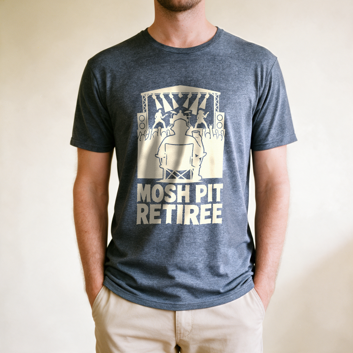 Mosh Pit Retiree Tee - Dark Heather Grey draagfoto