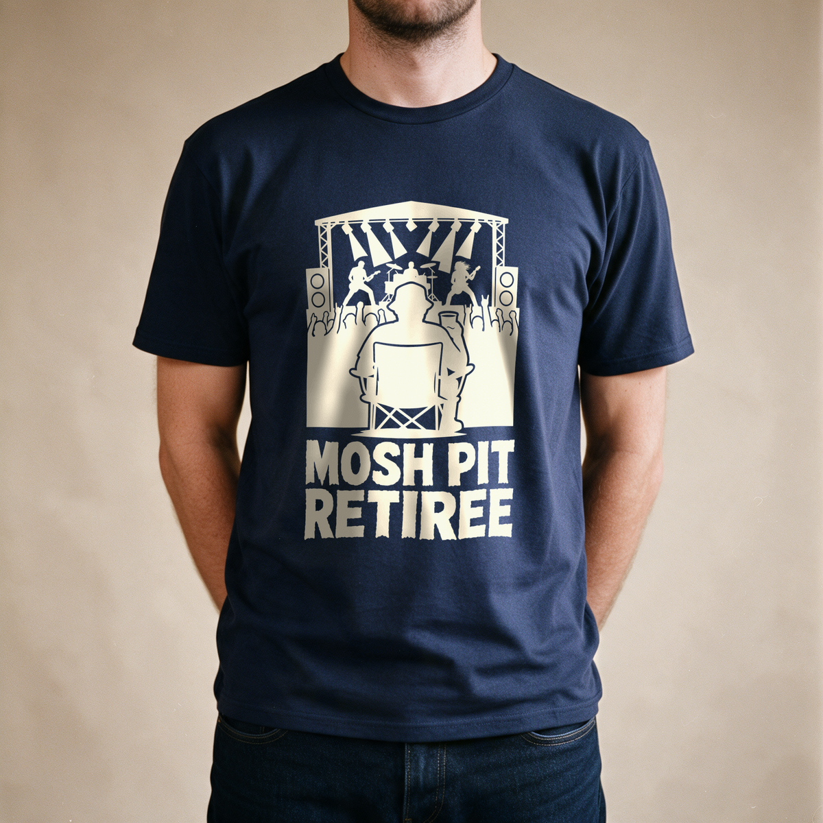 Mosh Pit Retiree Tee - Navy draagfoto