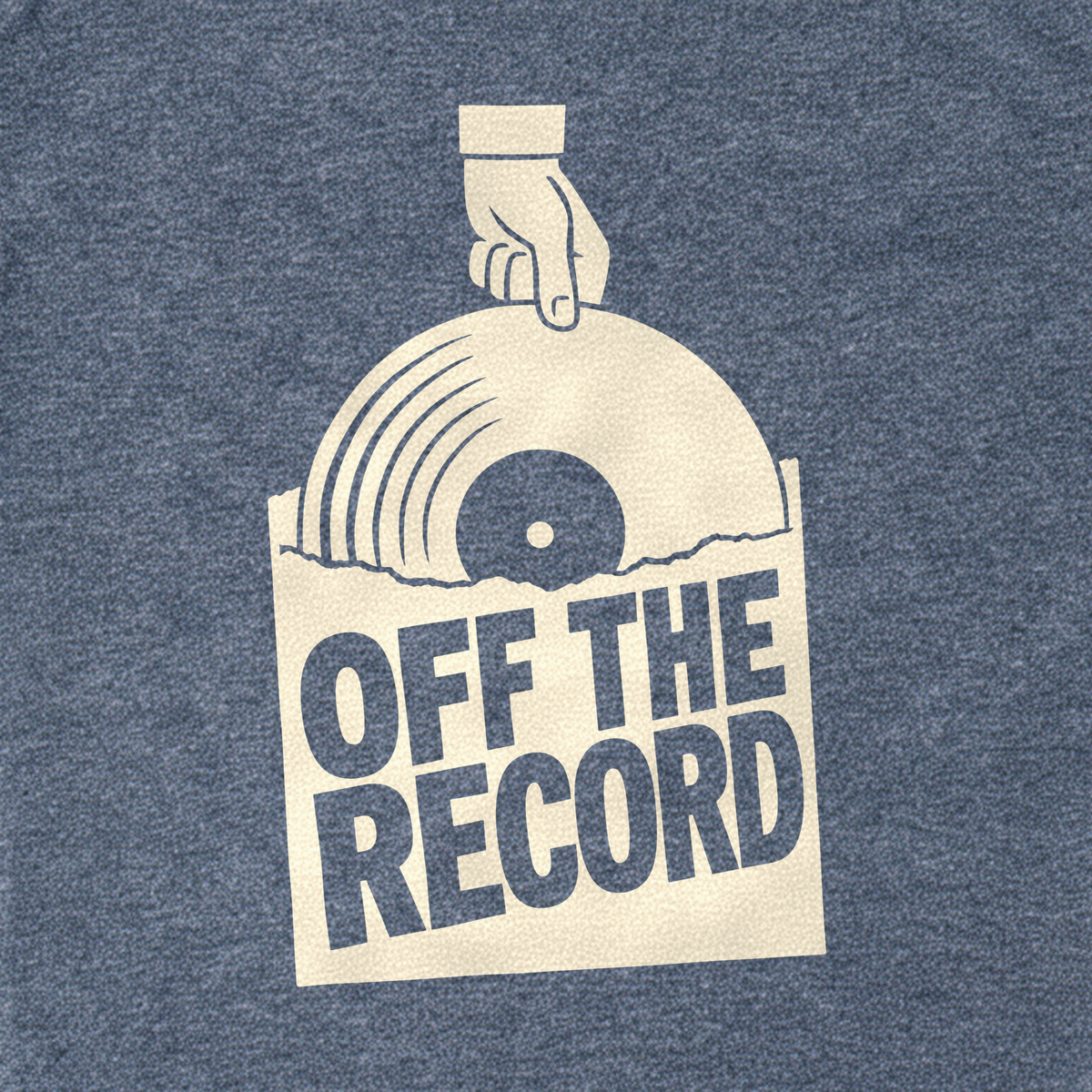 Off the Record Tee - Dark Heather Grey close-up print