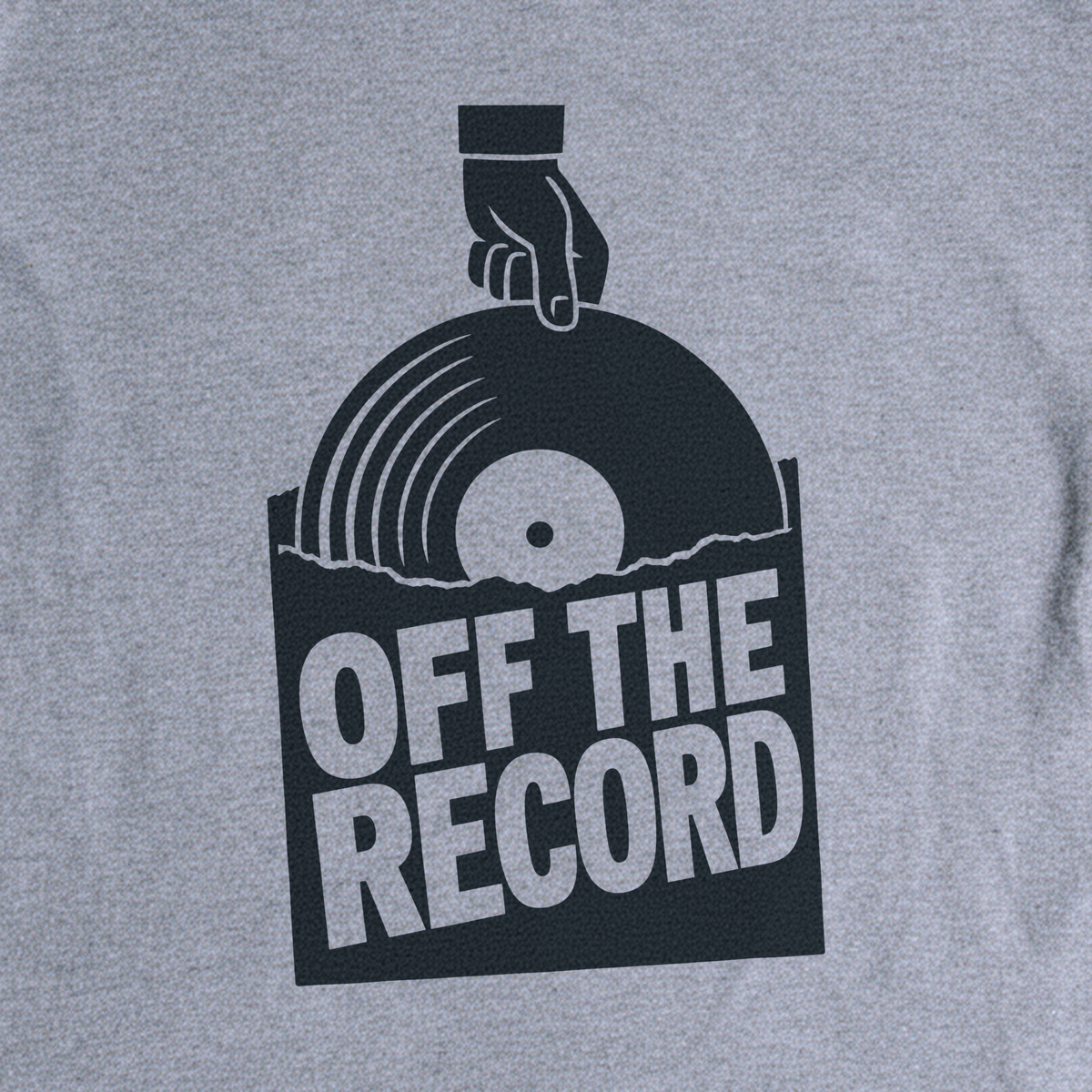 Off the Record Tee - Sport Grey close-up print