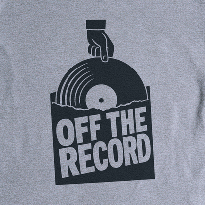 Off the Record Tee - Sport Grey close-up print