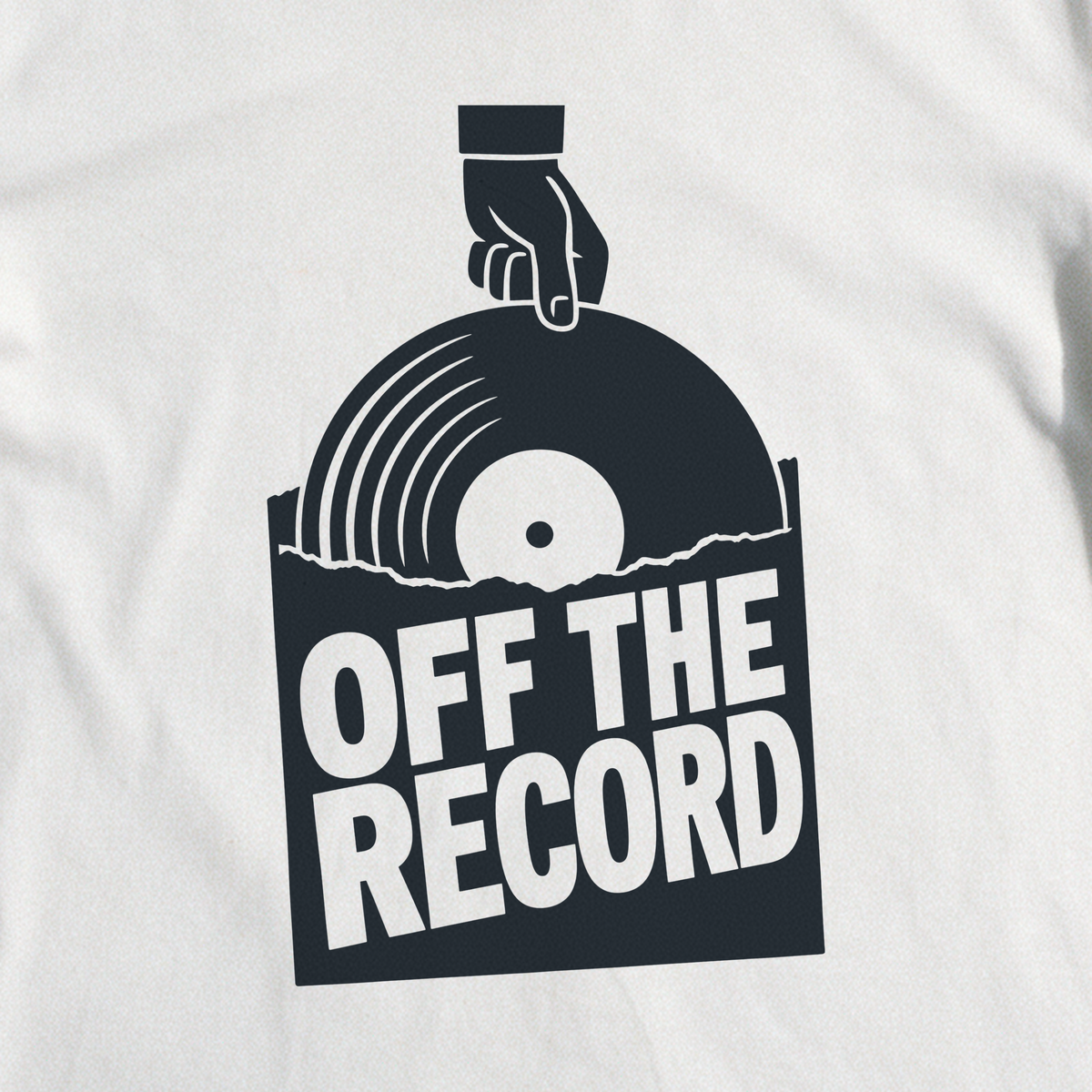 Off the Record Tee - White close-up print