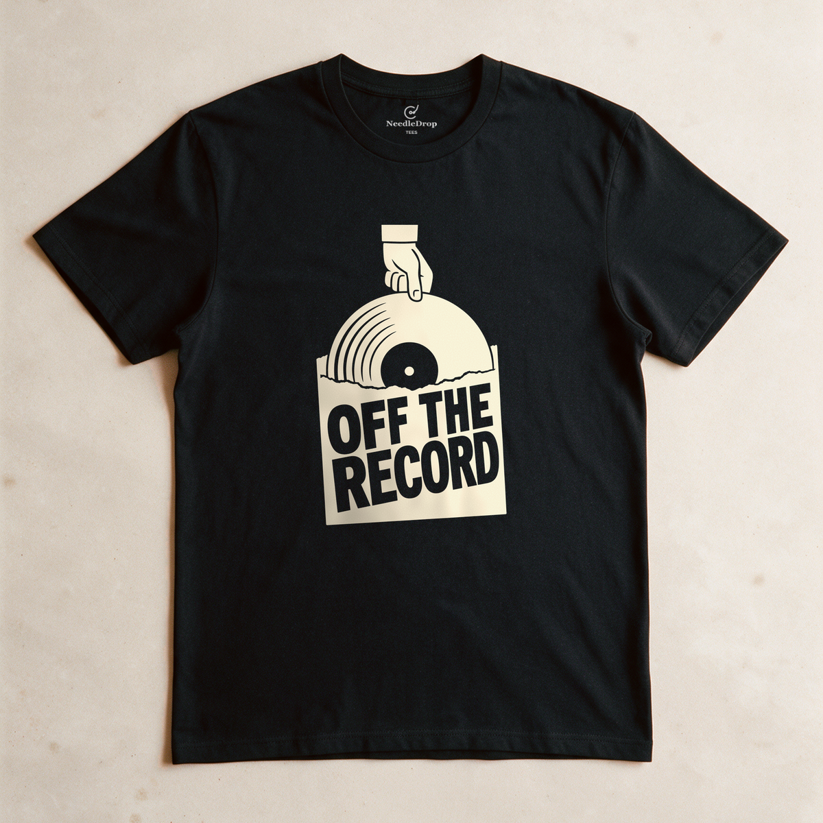 Off the Record Tee - Black flatlay