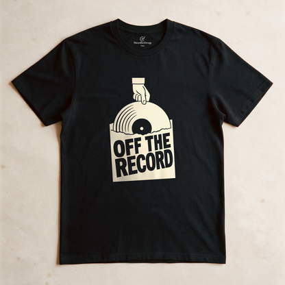 Off the Record Tee - Black flatlay