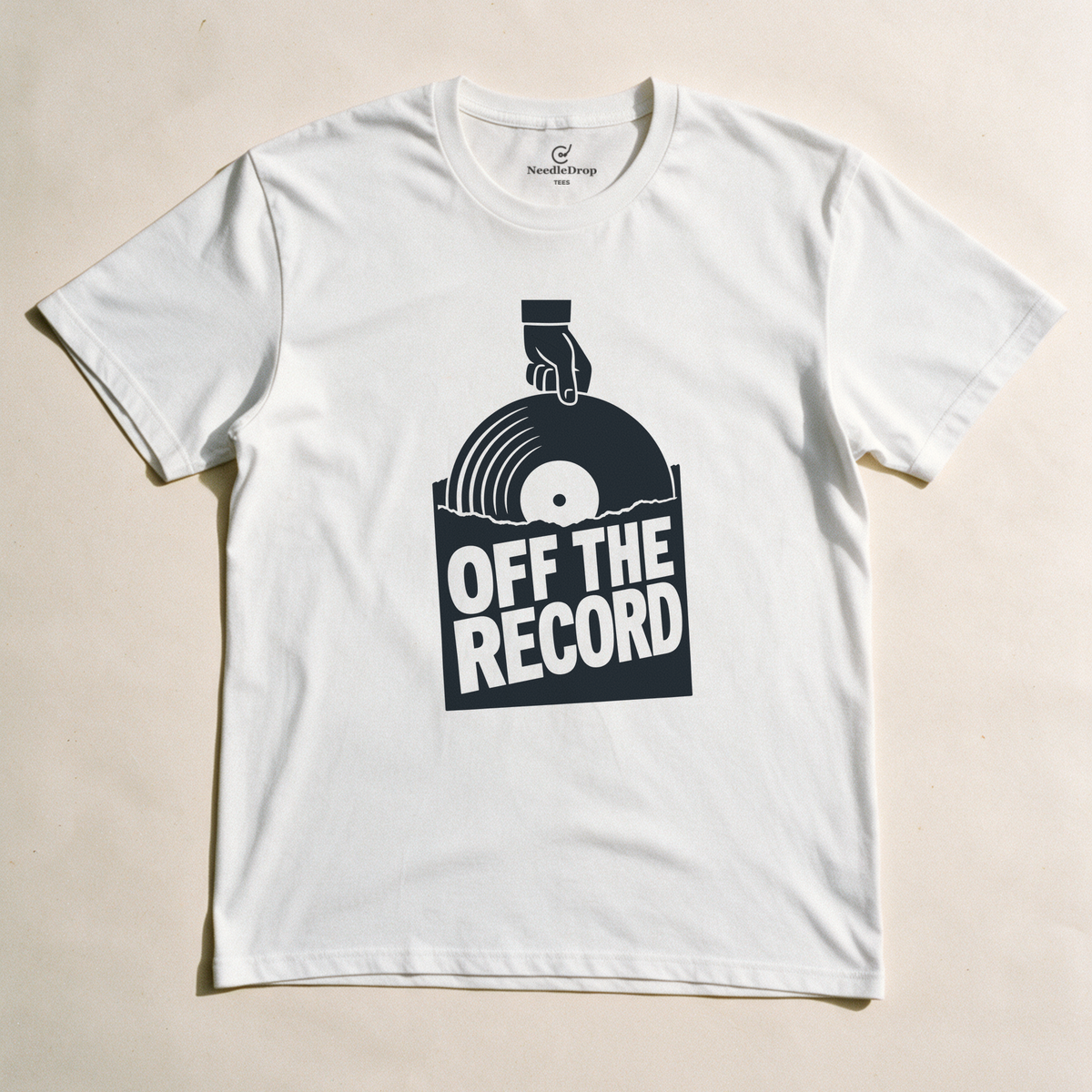 Off the Record Tee - White flatlay