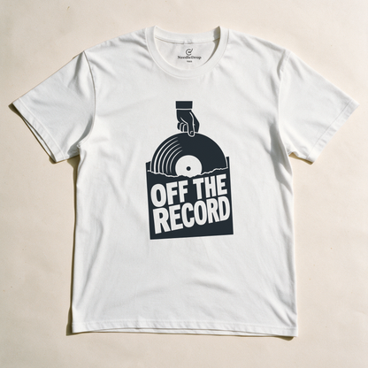 Off the Record Tee - White flatlay