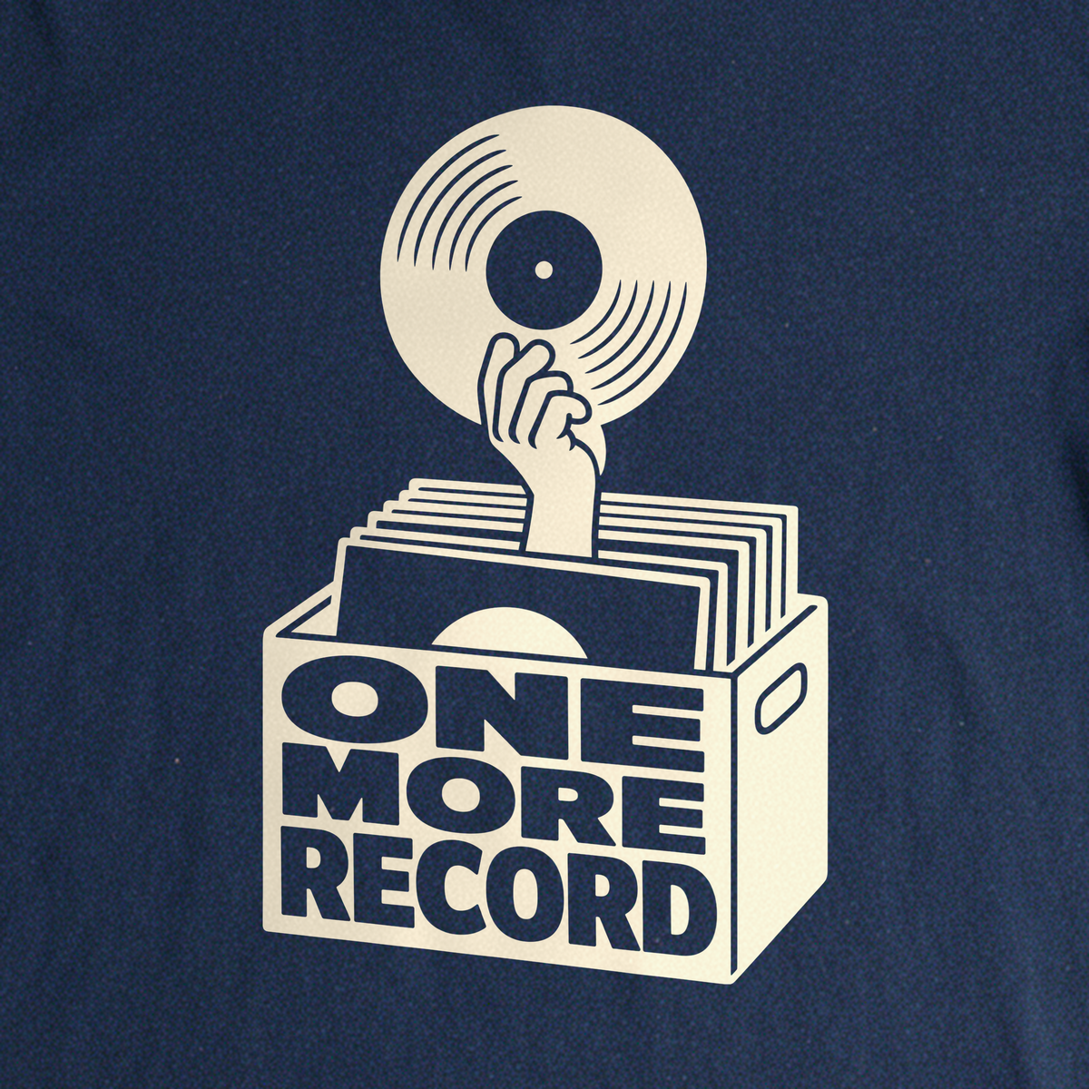 One More Record Tee - Navy close-up print