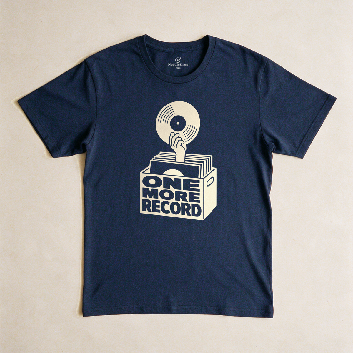 One More Record Tee - Navy flatlay