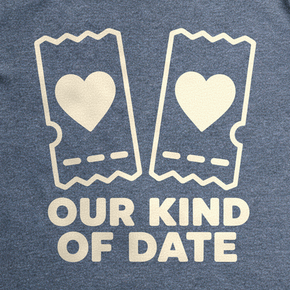 Our Kind of Date Tee - Dark Heather Grey close-up print
