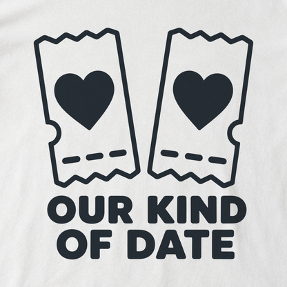 Our Kind of Date Tee - White close-up print