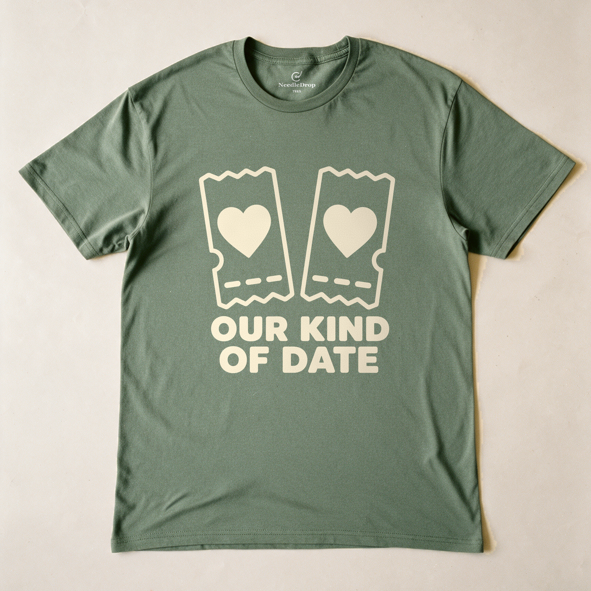 Our Kind of Date Tee - Military Green flatlay