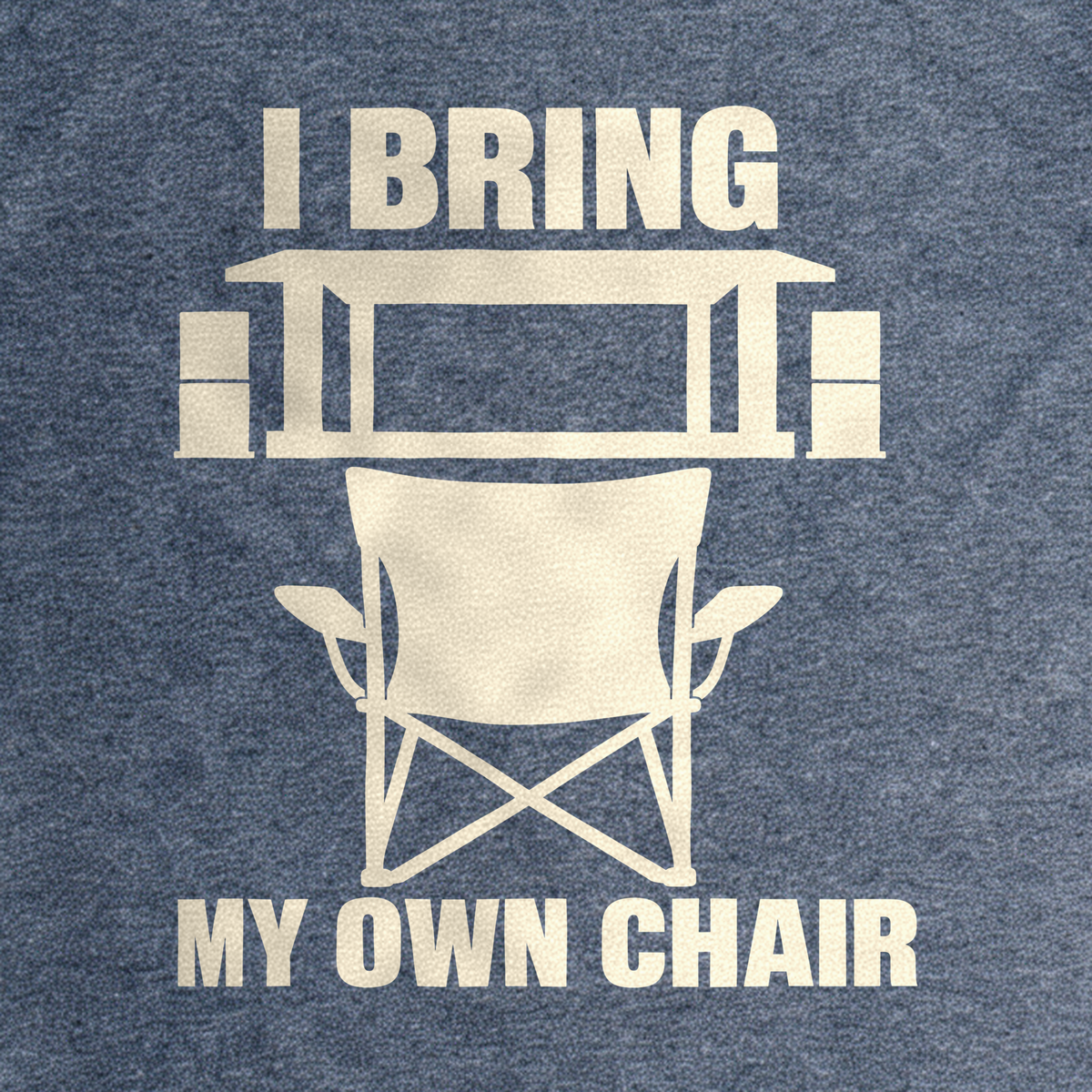 I Bring My Own Chair Tee - Dark Heather Grey close-up print