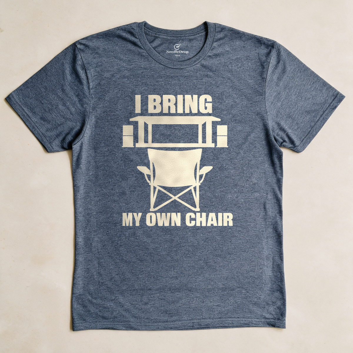 I Bring My Own Chair Tee - Dark Heather Grey flatlay