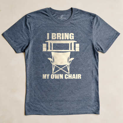 I Bring My Own Chair Tee - Dark Heather Grey flatlay