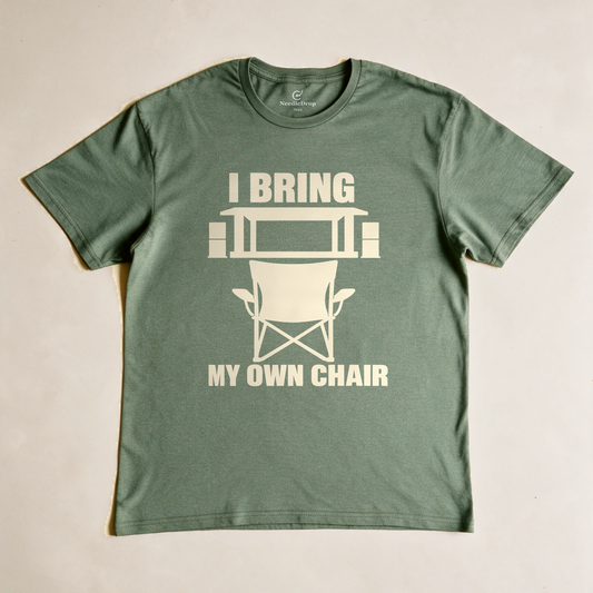 I Bring My Own Chair Tee - Military Green flatlay