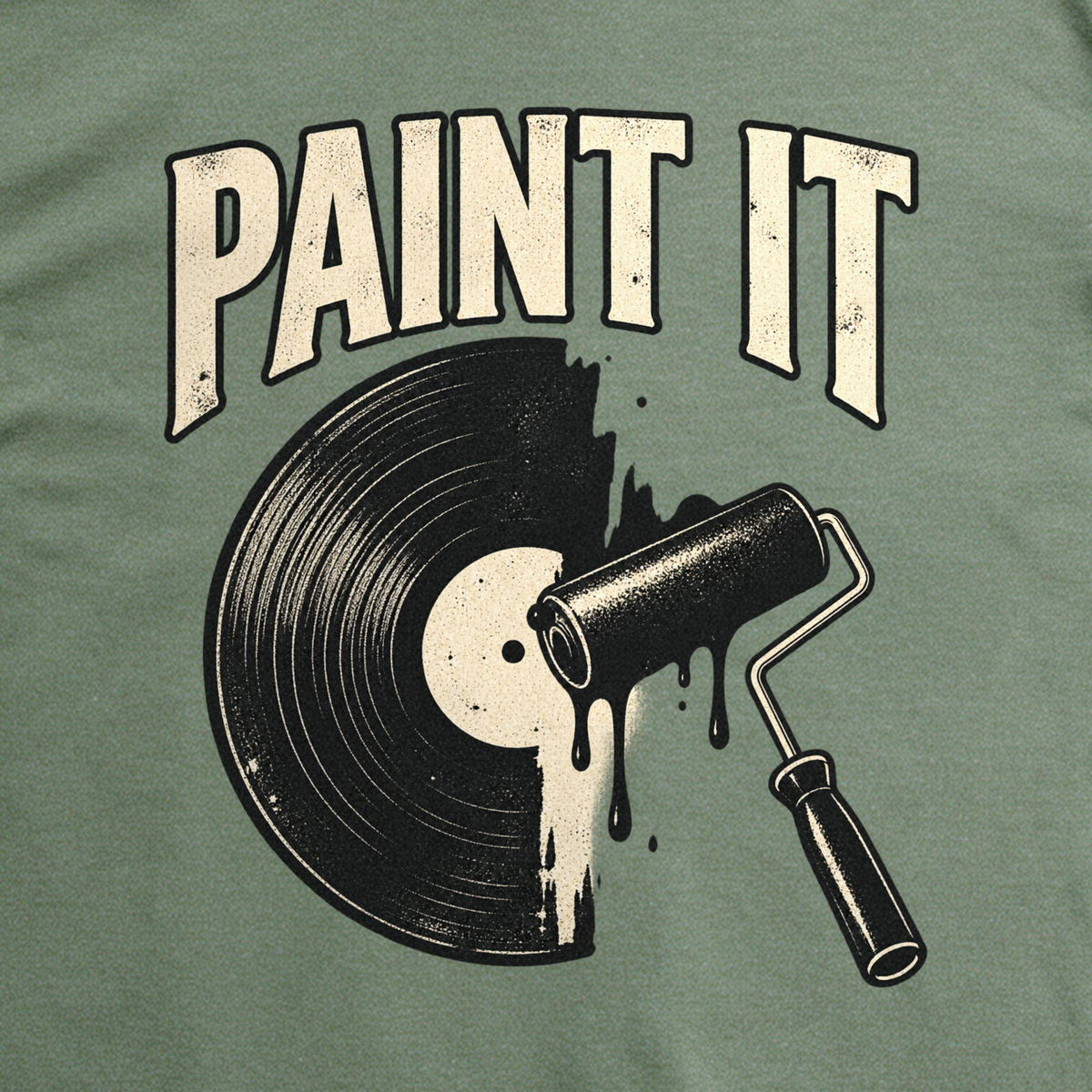 Paint It Black Tee - Military Green close-up print