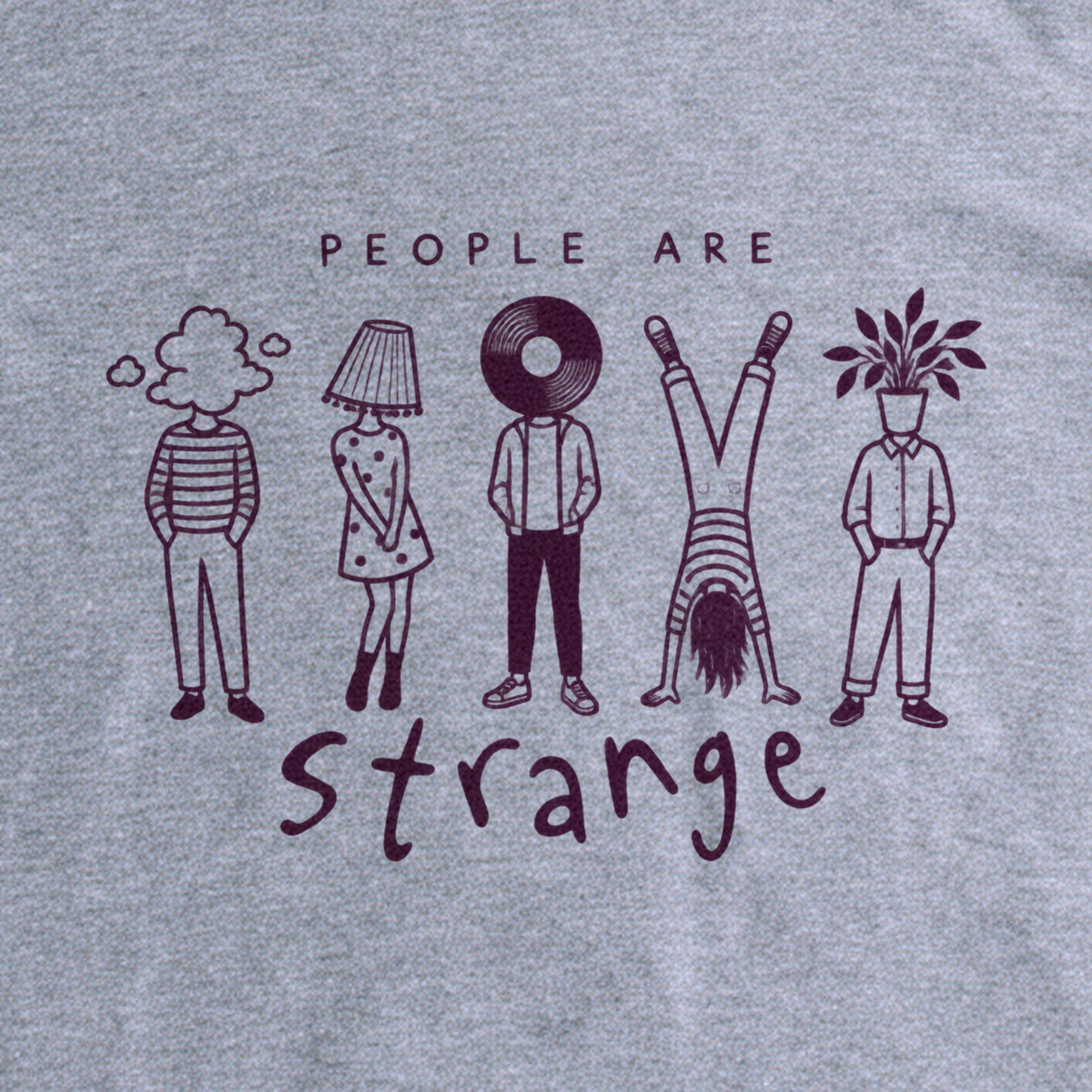 People Are Strange Tee - Sport Grey close-up print