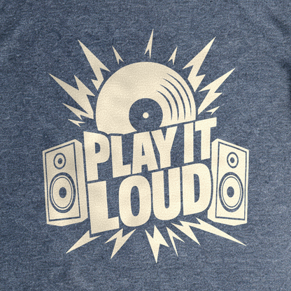 Play It Loud Tee - Dark Heather Grey close-up print