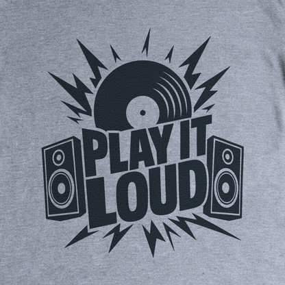 Play It Loud Tee - Sport Grey close-up print