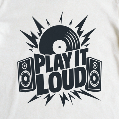 Play It Loud Tee - White close-up print